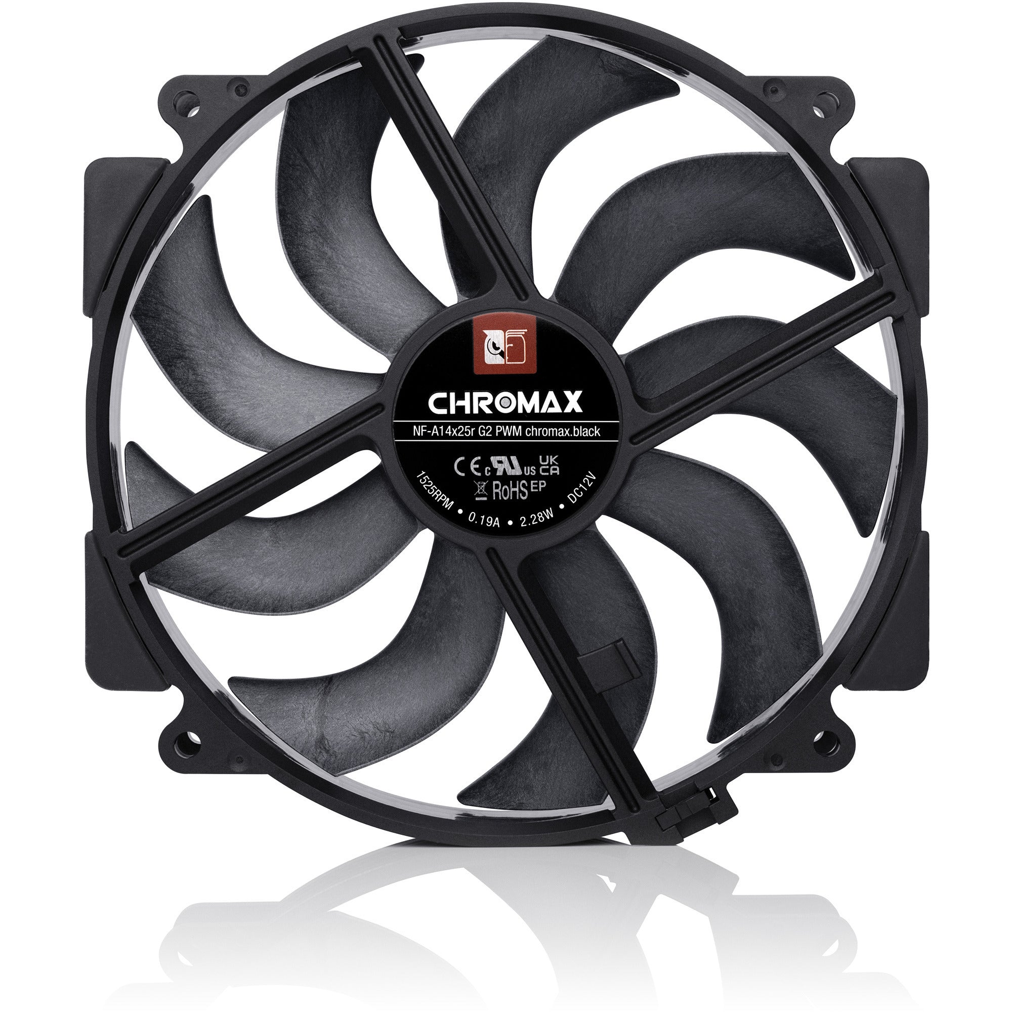 Noctua nf-a14x25r g2 pwm chromax.black case fan (zwart, 140 x 140 x 25 mm)