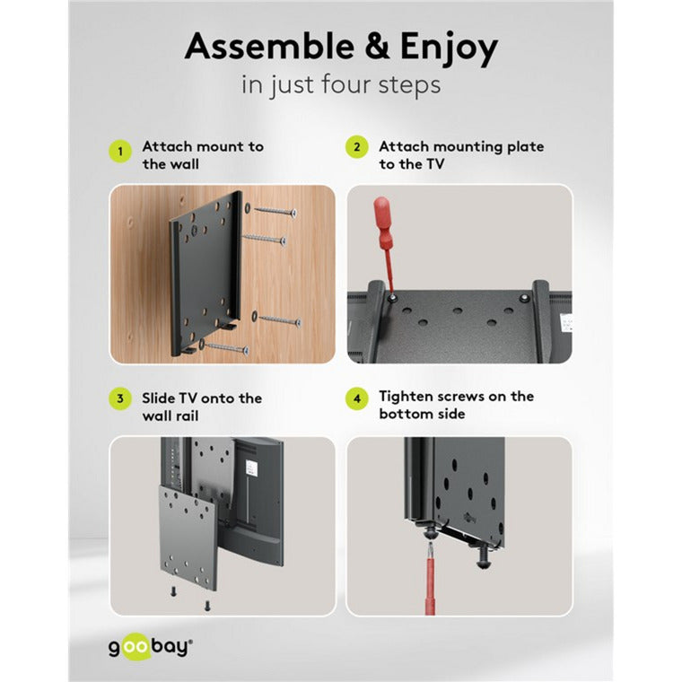 Goobay tv wall mount caravan fixed (m), 23 to 42 inch wandmontage (zwart)