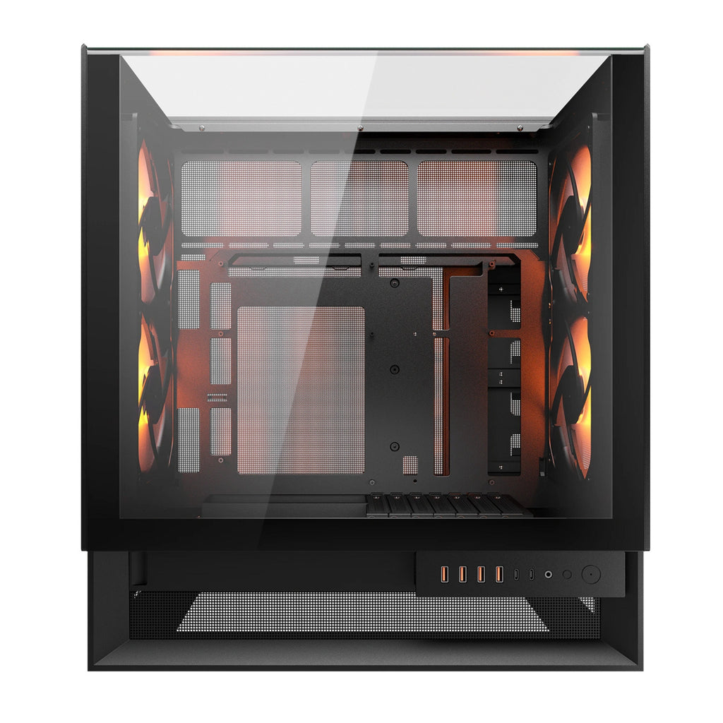 Cougar omnyx midi tower behuizing (zwart | 4x usb-a | 2x usb-c | tempered glass)