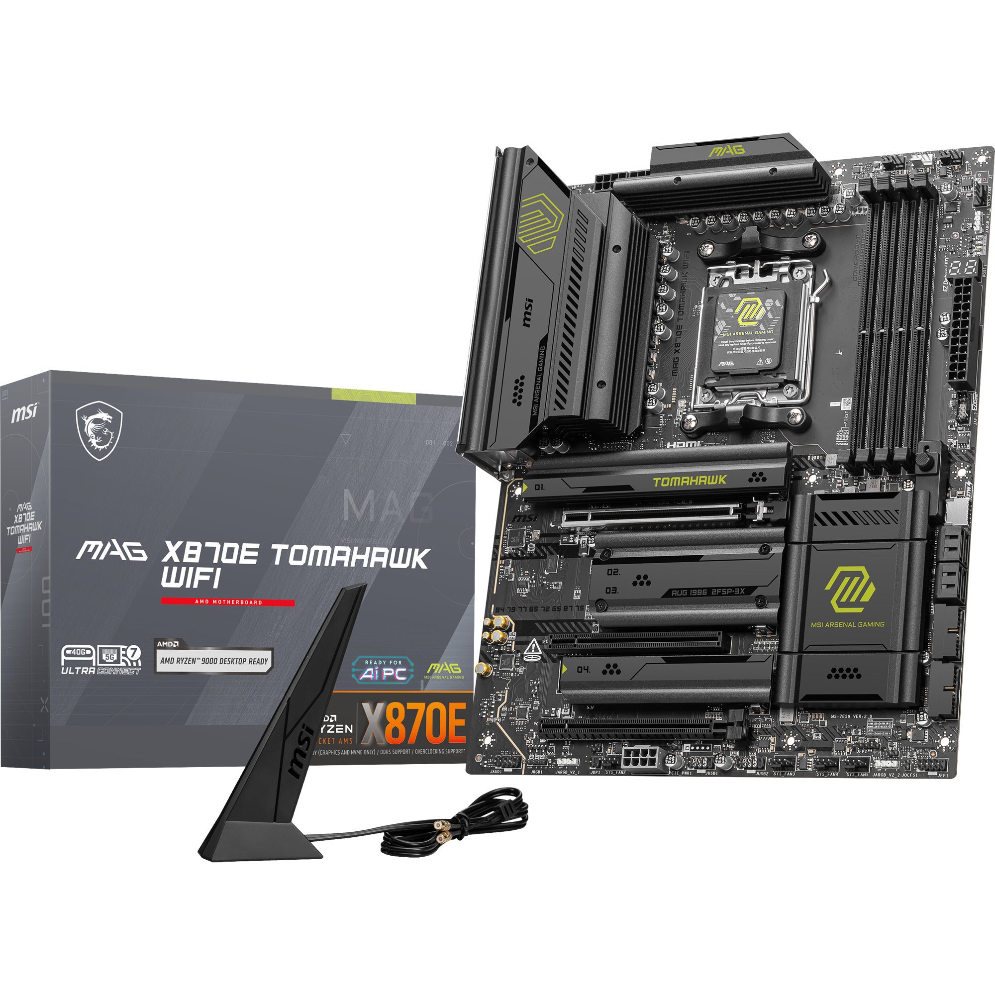Msi mag x870e tomahawk wifi socket am5 moederbord (zwart, 5gb-lan, wi-fi 7, bt, sound, atx)