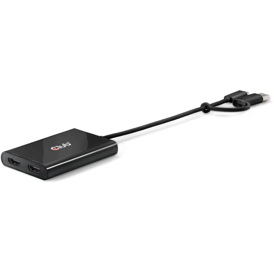 Club 3d usb-c naar 2x hdmi video splitter met displaylink hdmi splitter (zwart, met usb-a adapter)