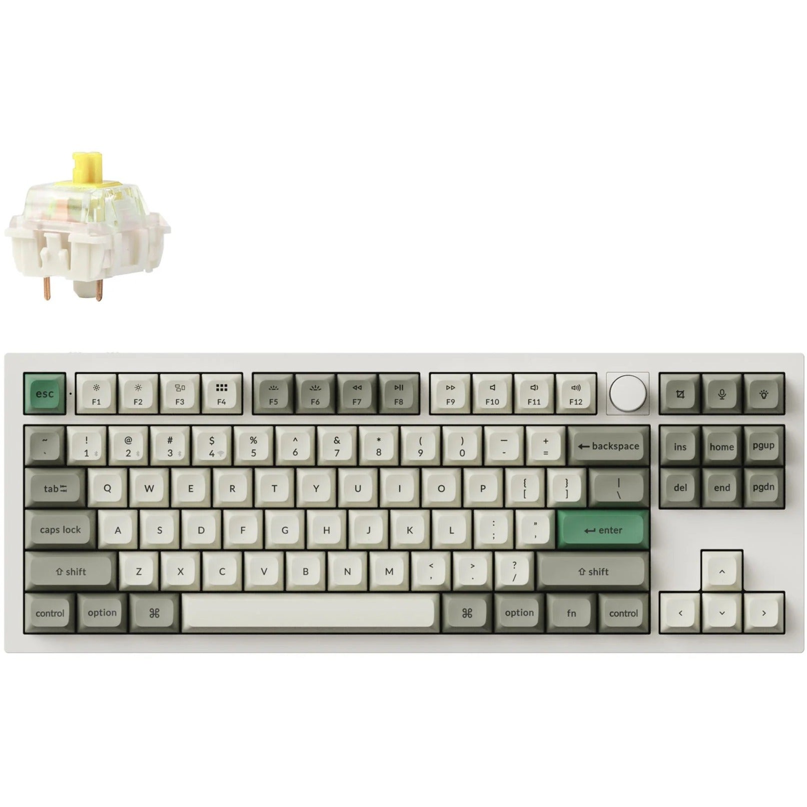 Keychron q3 max-p4 rgb mechanisch toetsenbord (wit, us lay-out (qwerty), gateron jupiter banana, 80% (tkl) , rgb leds, ksa double-shot pbt, hot swap, knob, 2.4ghz | bluetooth 5.1 | usb-c)