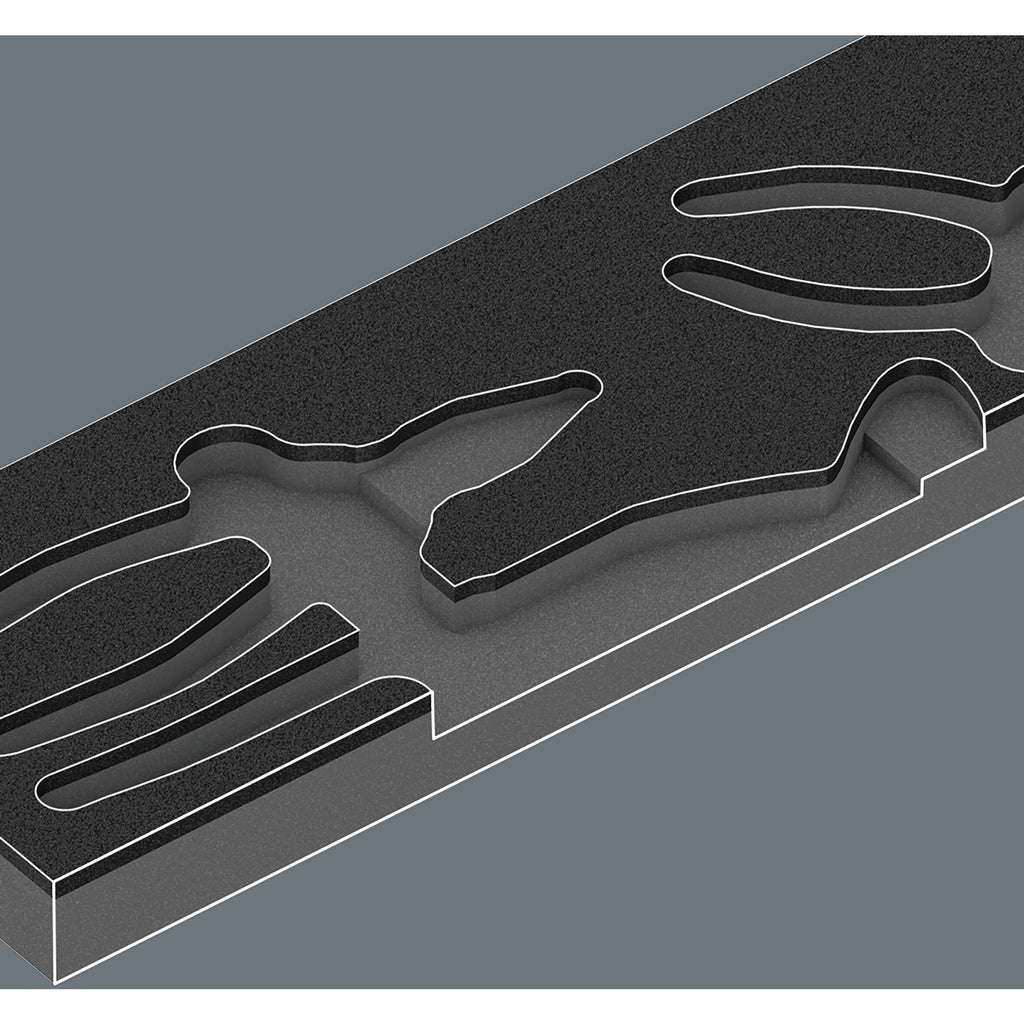 Wera 9784 schuimrubberen inzetstuk met knipex tangen set vde 1, 3‑delig tangenset (zwart grijs)
