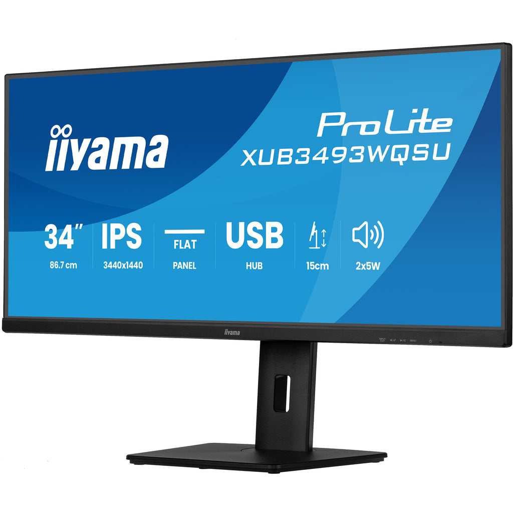 Iiyama prolite xub3493wqsu-b6 34 ultrawide monitor (zwart (mat), 2x hdmi, displayport, 2x usb-a, usb-b, 2x usb-c, 120 hz)