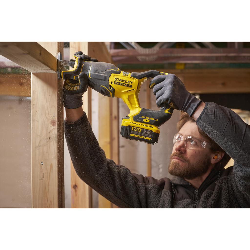 Stanley brushless v20 18v fatmax reciprozaag (zwart geel, accu, oplader en koffer inbegrepen)