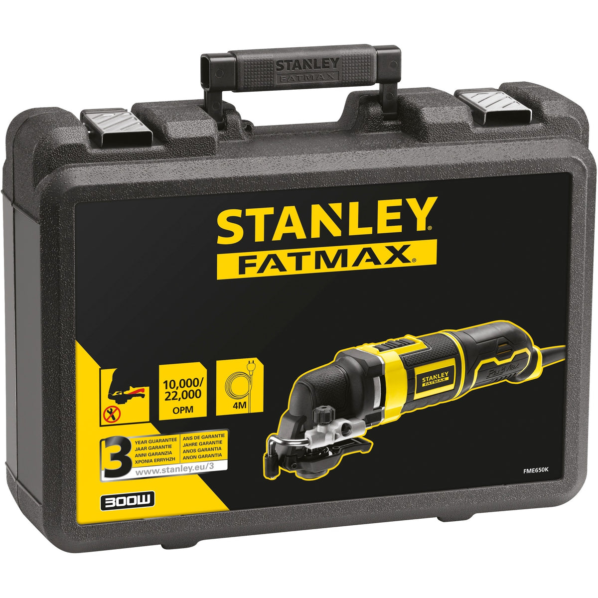 Stanley fatmax 300w oscillerende multitool multifunctioneel gereedschap (geel zwart, met koffer en 20 accessoires)