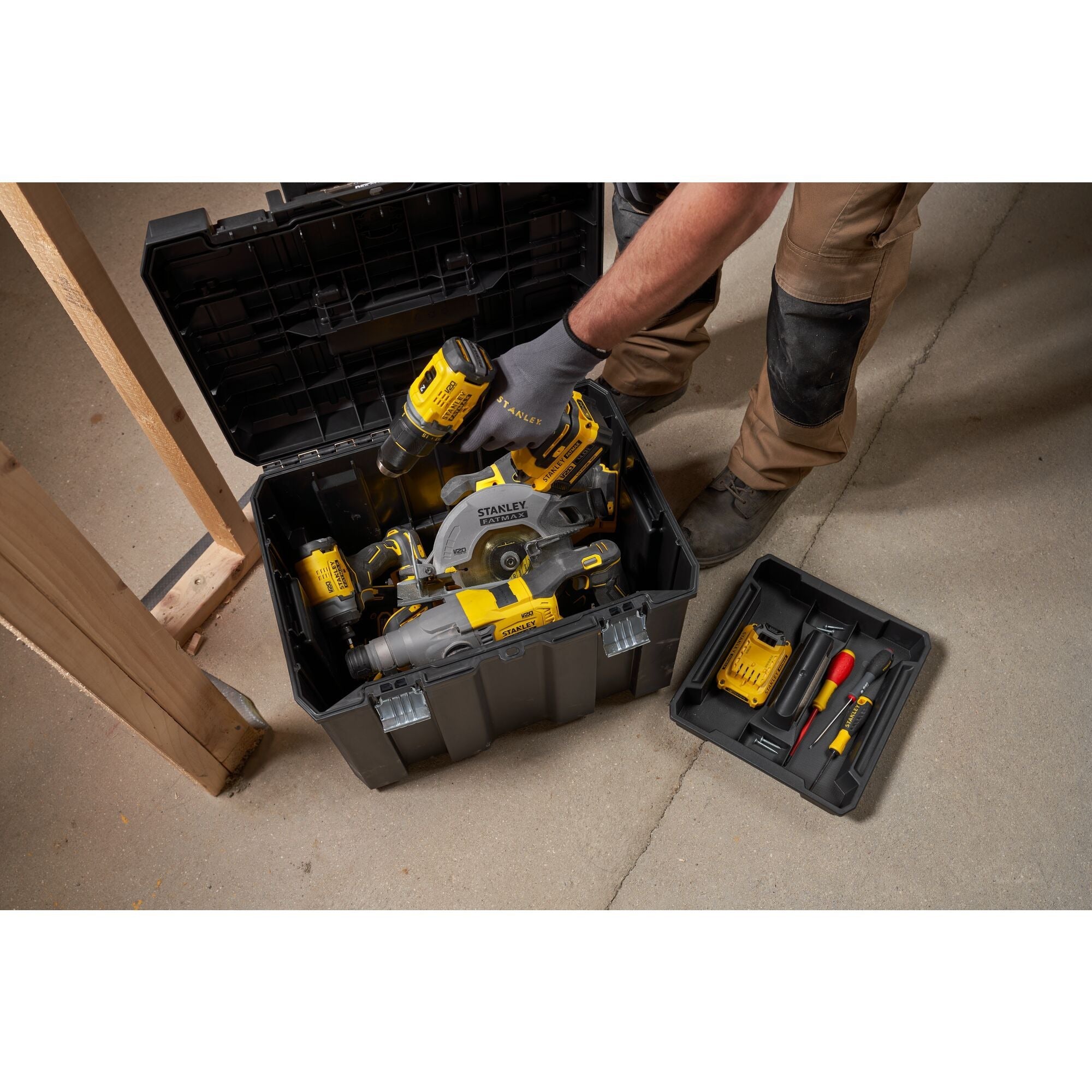 Stanley fatmax pro-stack 3 in 1 moduleerbare opbergkoffers gereedschapsbox (zwart geel)