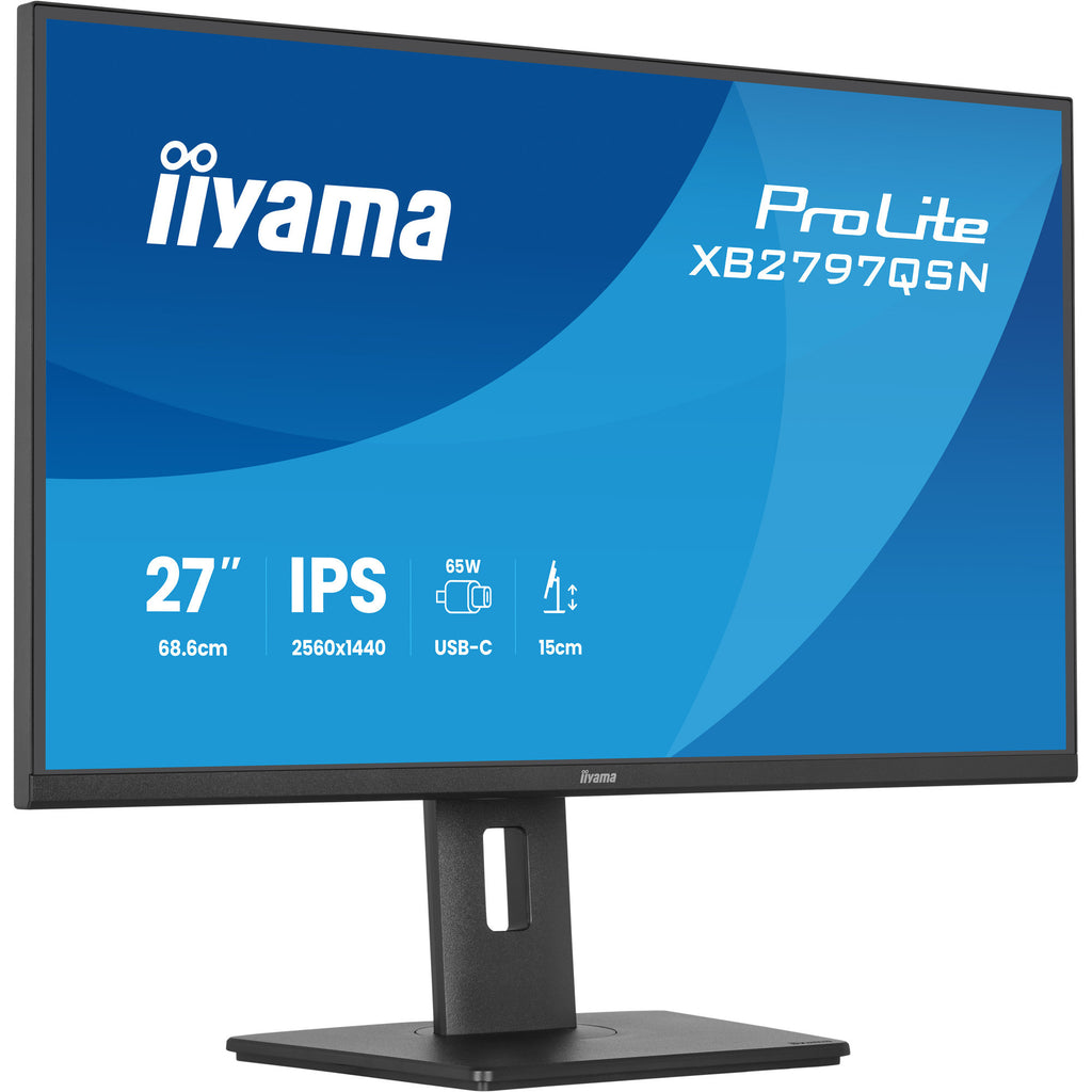 Iiyama prolite xb2797qsn-b1 27 monitor (zwart, 75 hz, hdmi, displayport, usb-c, lan, audio)
