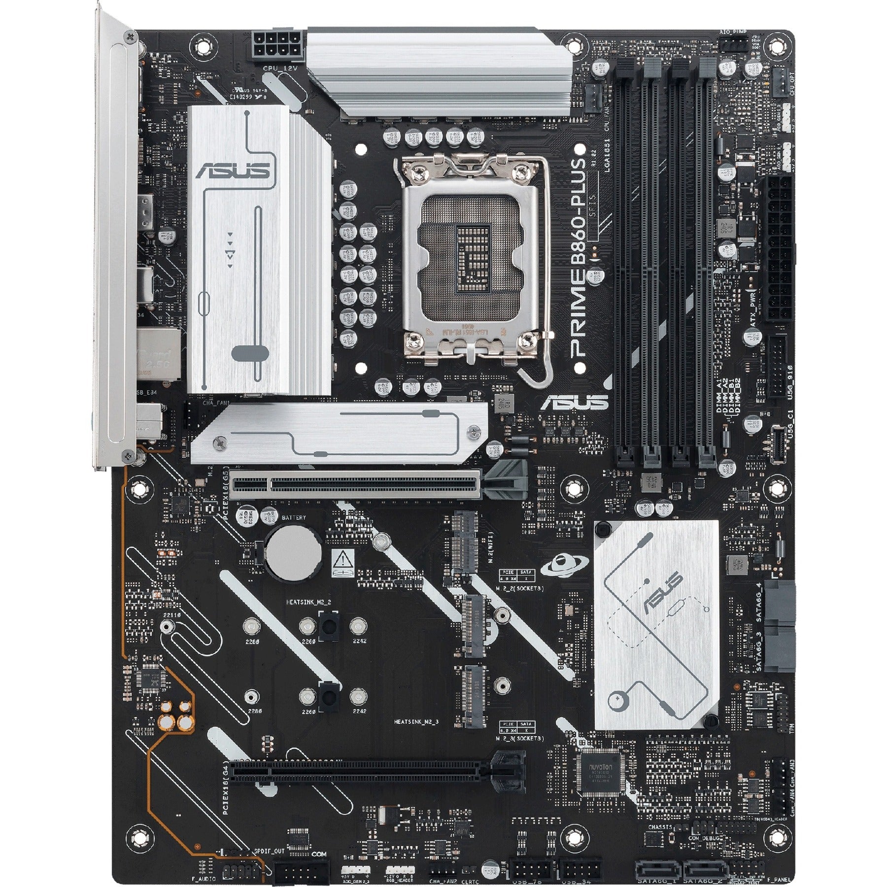 Asus prime b860-plus-csm socket 1851 moederbord (raid, 2.5 gb-lan, sound, atx)