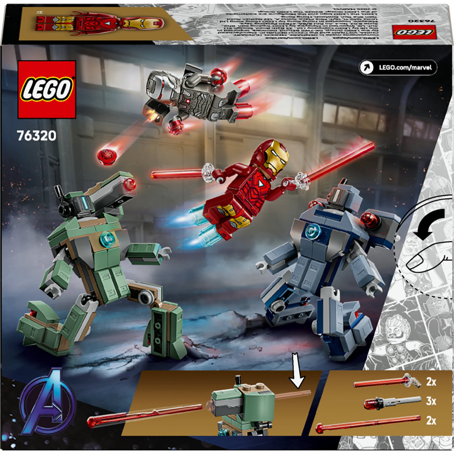 Lego marvel - iron man en war machine vs. hammer drones constructiespeelgoed (76320)