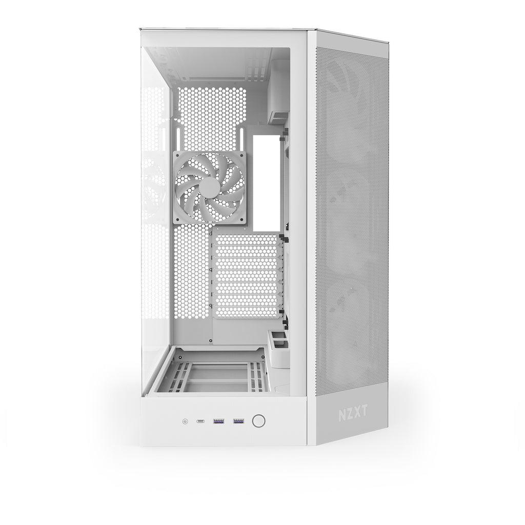 Nzxt h9 flow rgb midi tower behuizing (wit (mat) | 2x usb-a | 1x usb-c | rgb | tempered glass)