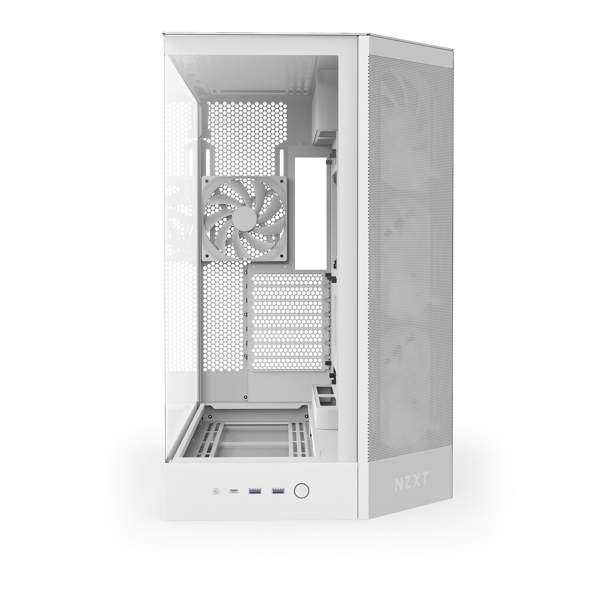 Nzxt h9 flow rgb midi tower behuizing (wit (mat) | 2x usb-a | 1x usb-c | rgb | tempered glass)