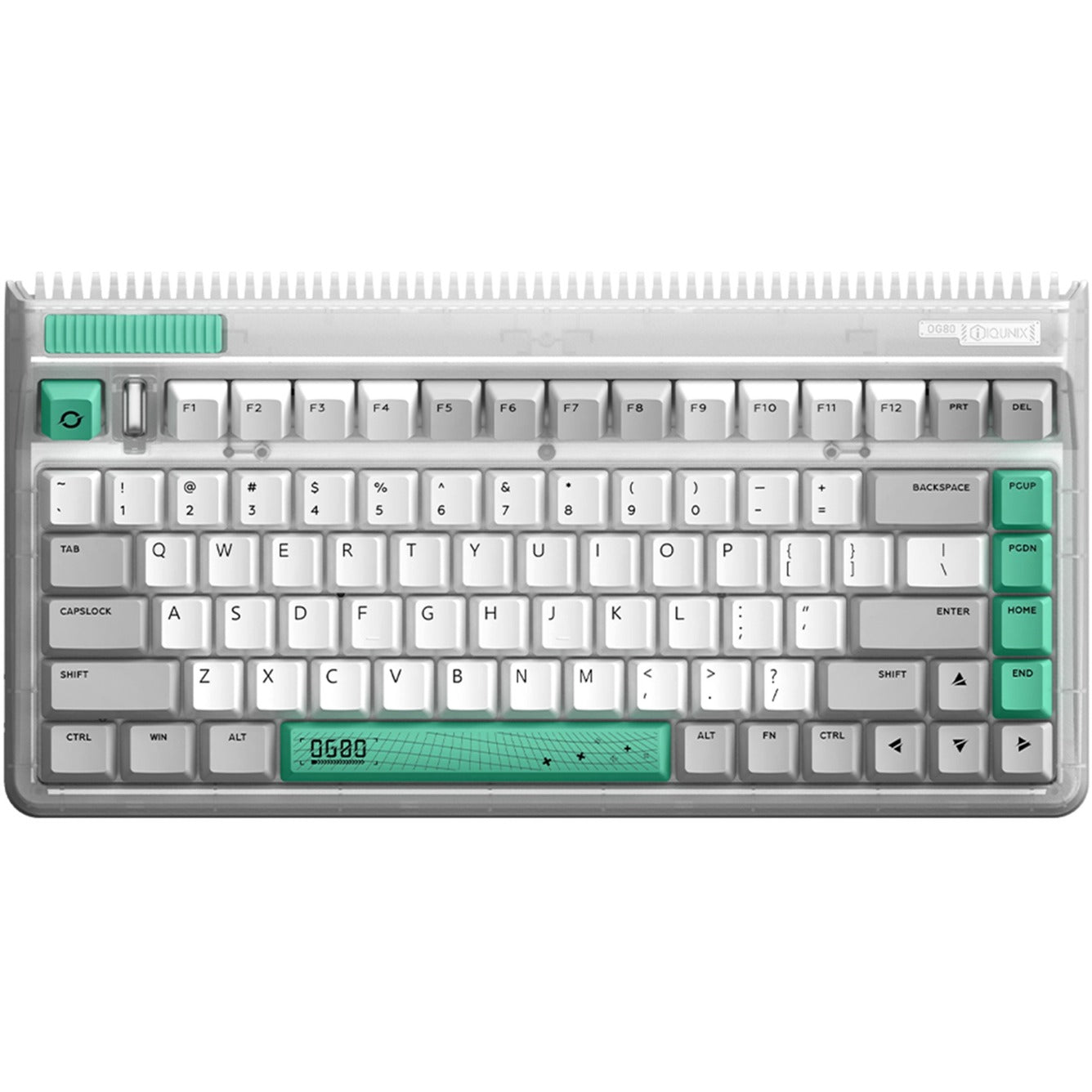 Iqunix og80 wormhole wireless mechanical keyboard (grijs, us lay-out (qwerty), cherry mx brown, 80% (tkl), rgb leds, hot-swappable, pbt, 2.4ghz | bluetooth 5.1 | usb-c)