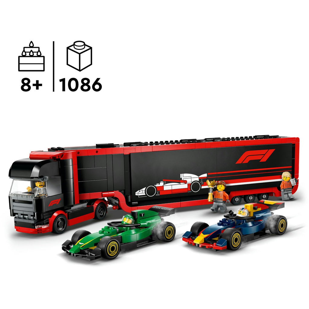 Lego City 60445 F1 Truck mit RB20 und AMR24 F1 Autos