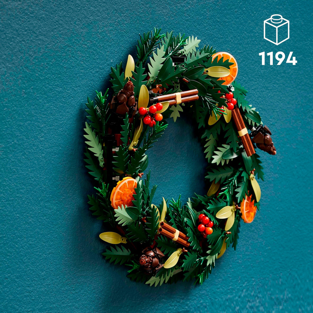 Lego icons herfstkrans bouwpakket voor volwassenen met bloemen - kerstdecoratie - 10340