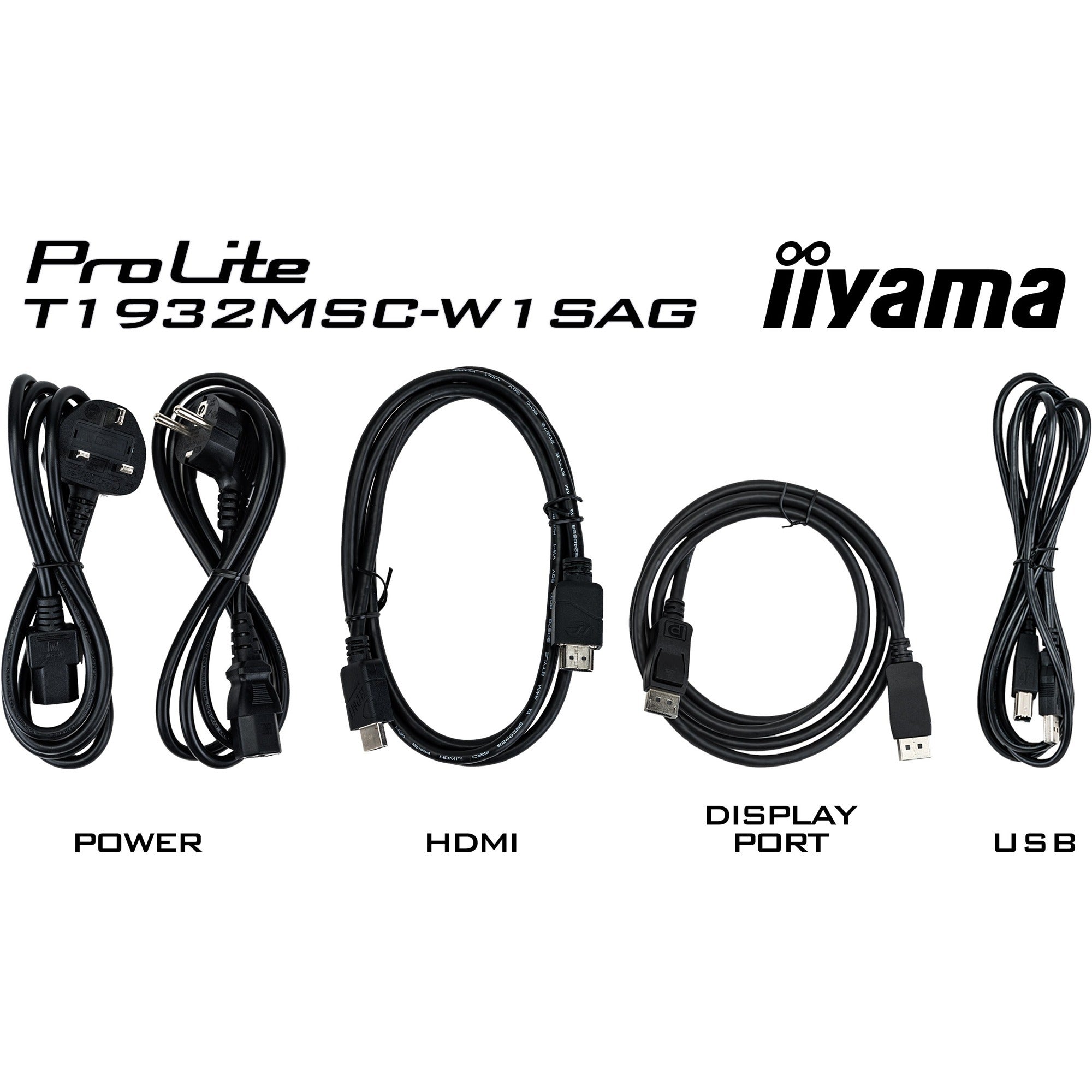 Iiyama prolite t1932msc-w1sag 19 touchscreen monitor (wit, hdmi, displayport, vga, usb-b)