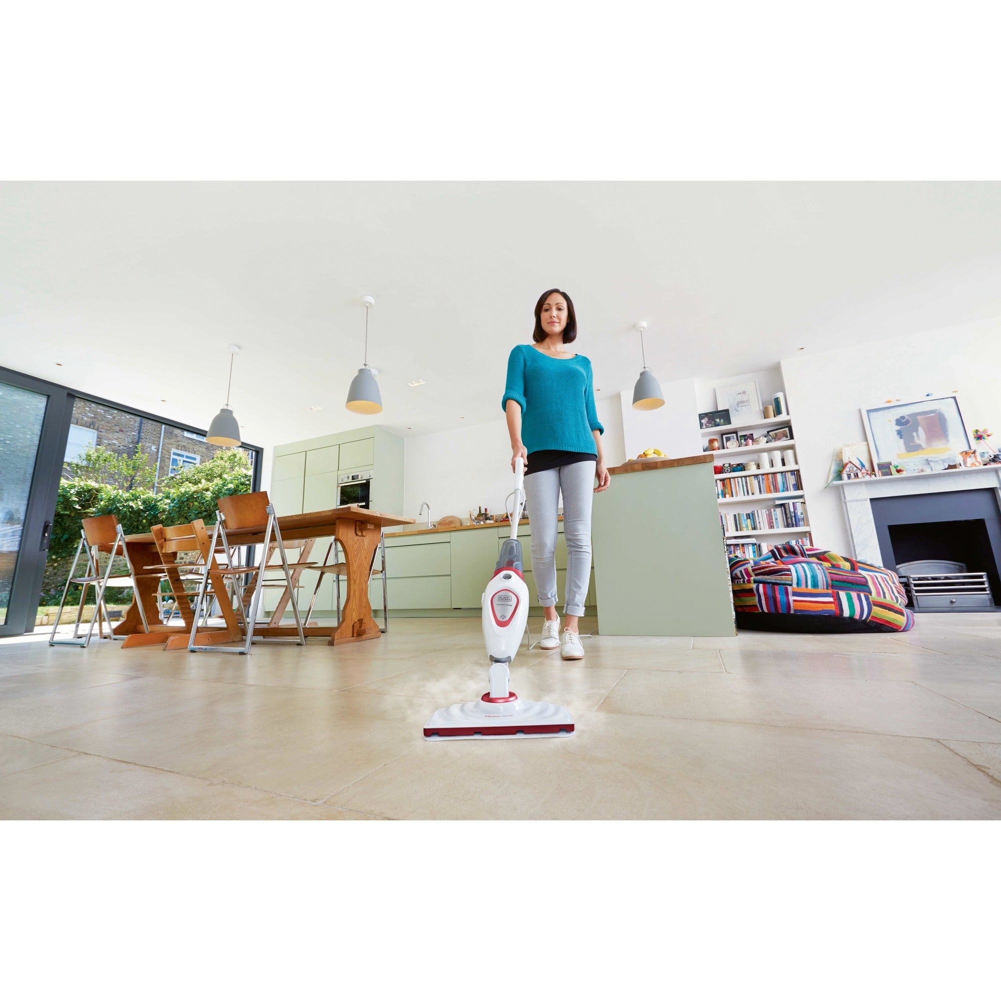 Black+decker bds1616r 1600w steam-mop met 2 stoomdoeken stoomreiniger (wit rood)