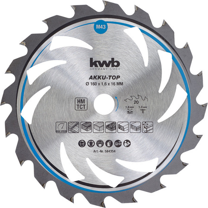 Kwb dun zagend cirkelzaagblad, met hardmetaal versterkt 160mm