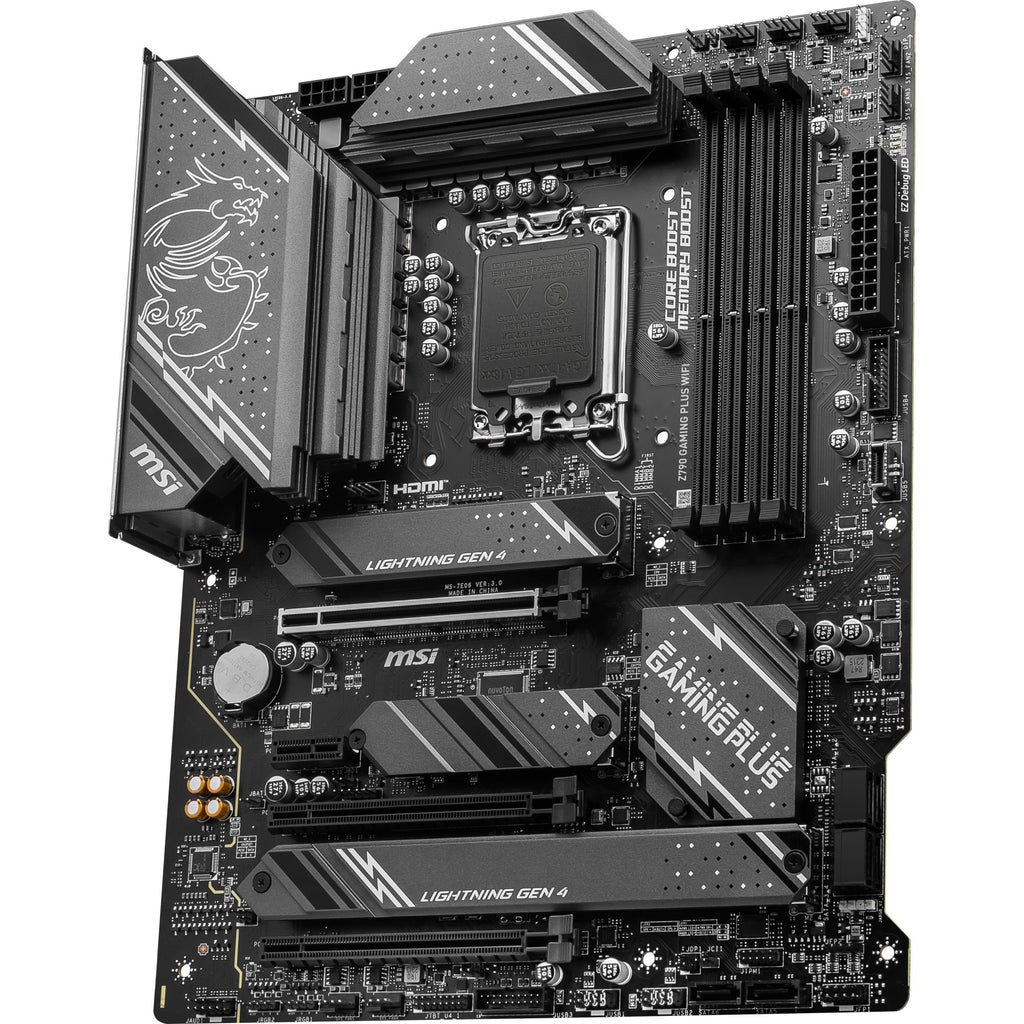 Msi z790 gaming plus wifi socket 1700 moederbord (grijs zwart, raid, 2.5 gb-lan, wi-fi 6e, bt, sound, atx)