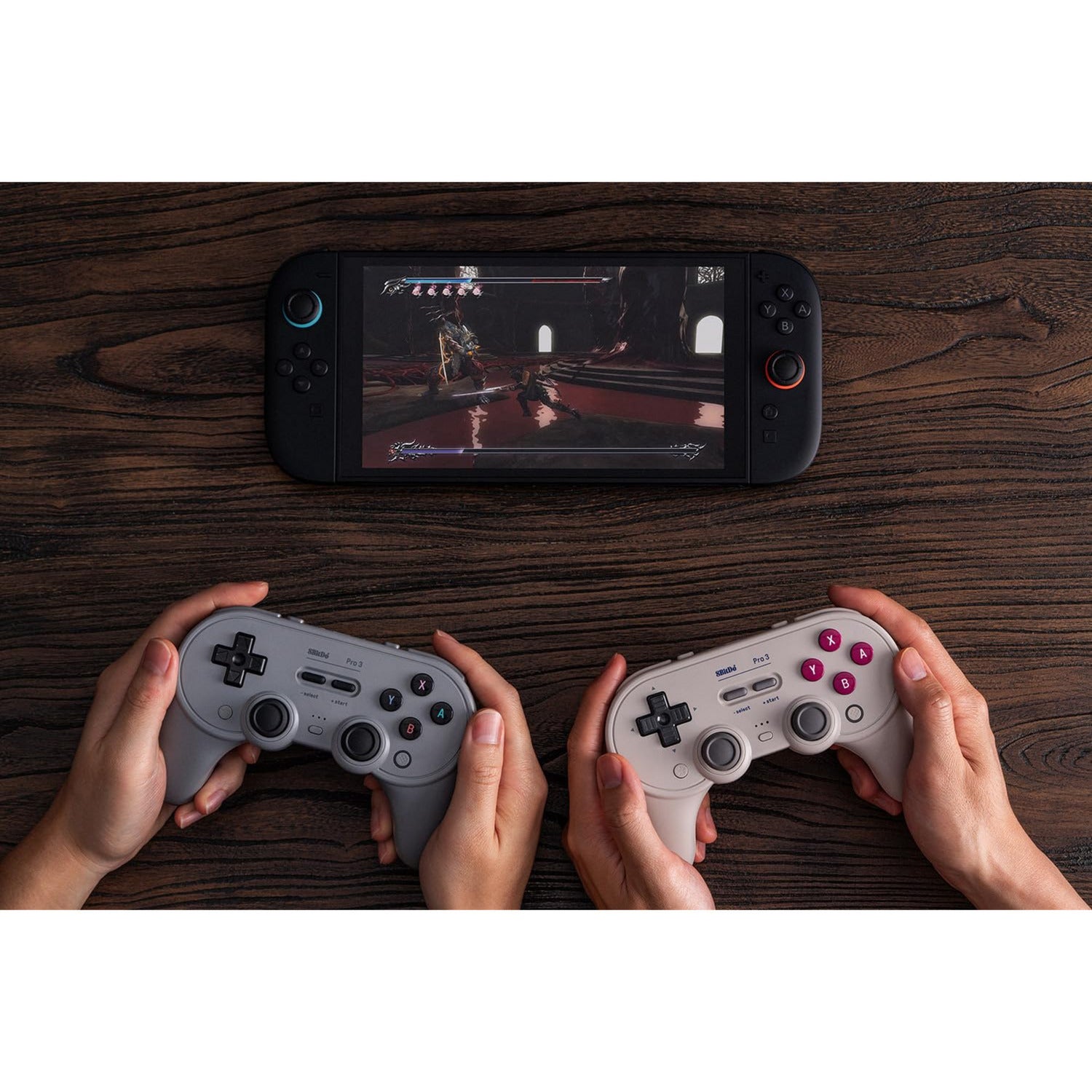 8bitdo pro 3 bluetooth gamepad (lichtgrijs rood, switch 1 2, pc, android, 2.4 ghz bluetooth usb)