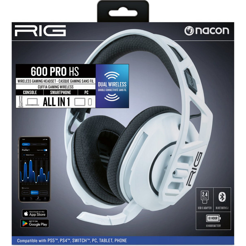 Nacon rig 600 pro hs over-ear gaming headset (wit, playstation 5, playstation 4, windows, nintendo switch, android, ios)