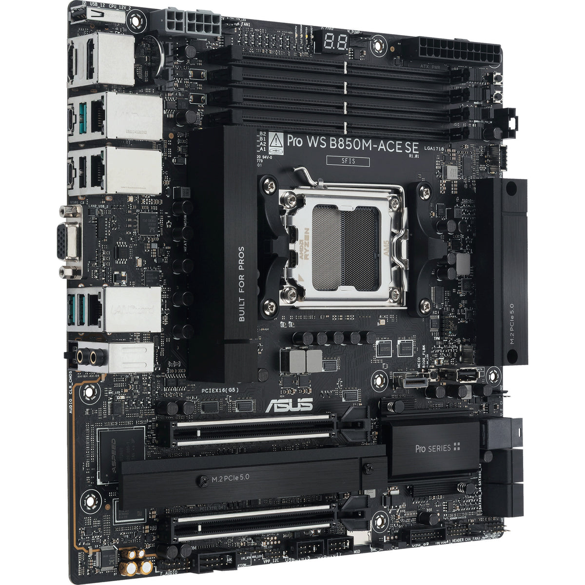 Asus pro ws b850m-ace se socket am5 moederbord (raid, 10gb-lan, sound, µatx)