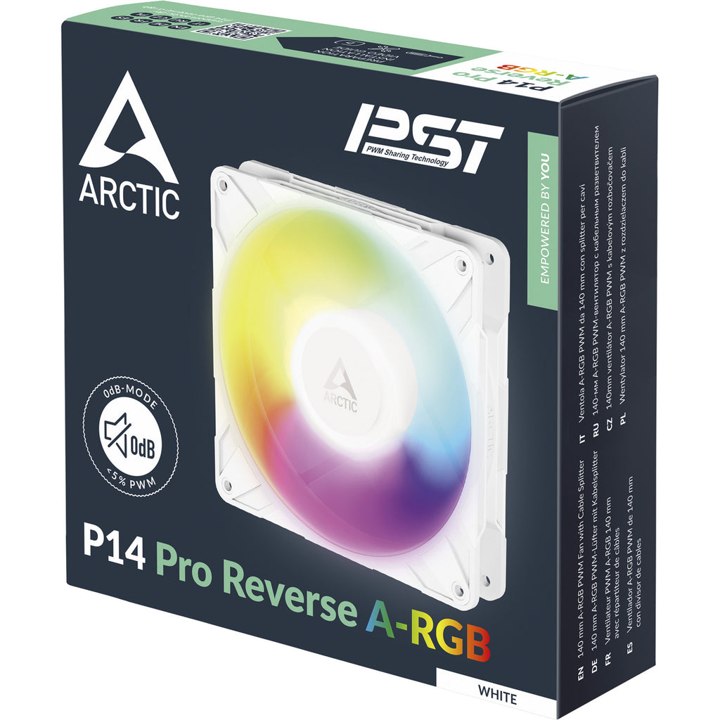 Arctic p14 pro reverse a-rgb case fan (wit, 140 x 140 x 30 mm, pwm)