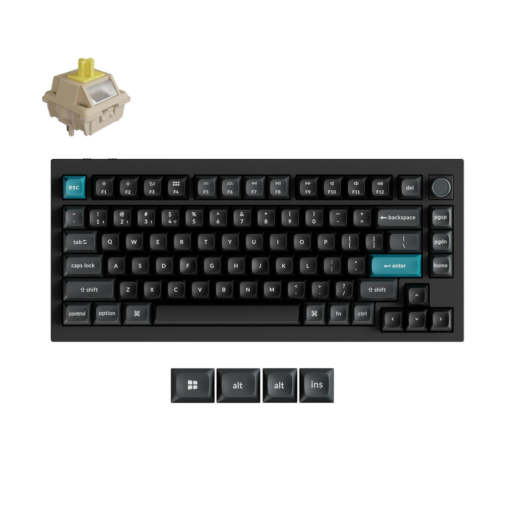 Keychron q1 ultra-m4 8k wireless custom mechanical keyboard (zwart, us lay-out (qwerty), silk pom banana, 75%, rgb, hot swap, 8k, 2.4 ghz | bluetooth 5.2 | usb-c)