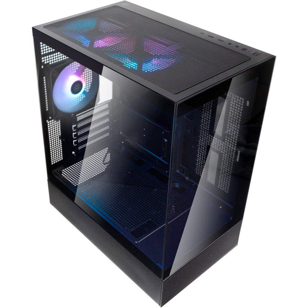 Silverstone lucid 04 mini tower behuizing (zwart | 2x usb-a | 1x usb-c | rgb | tempered glass)