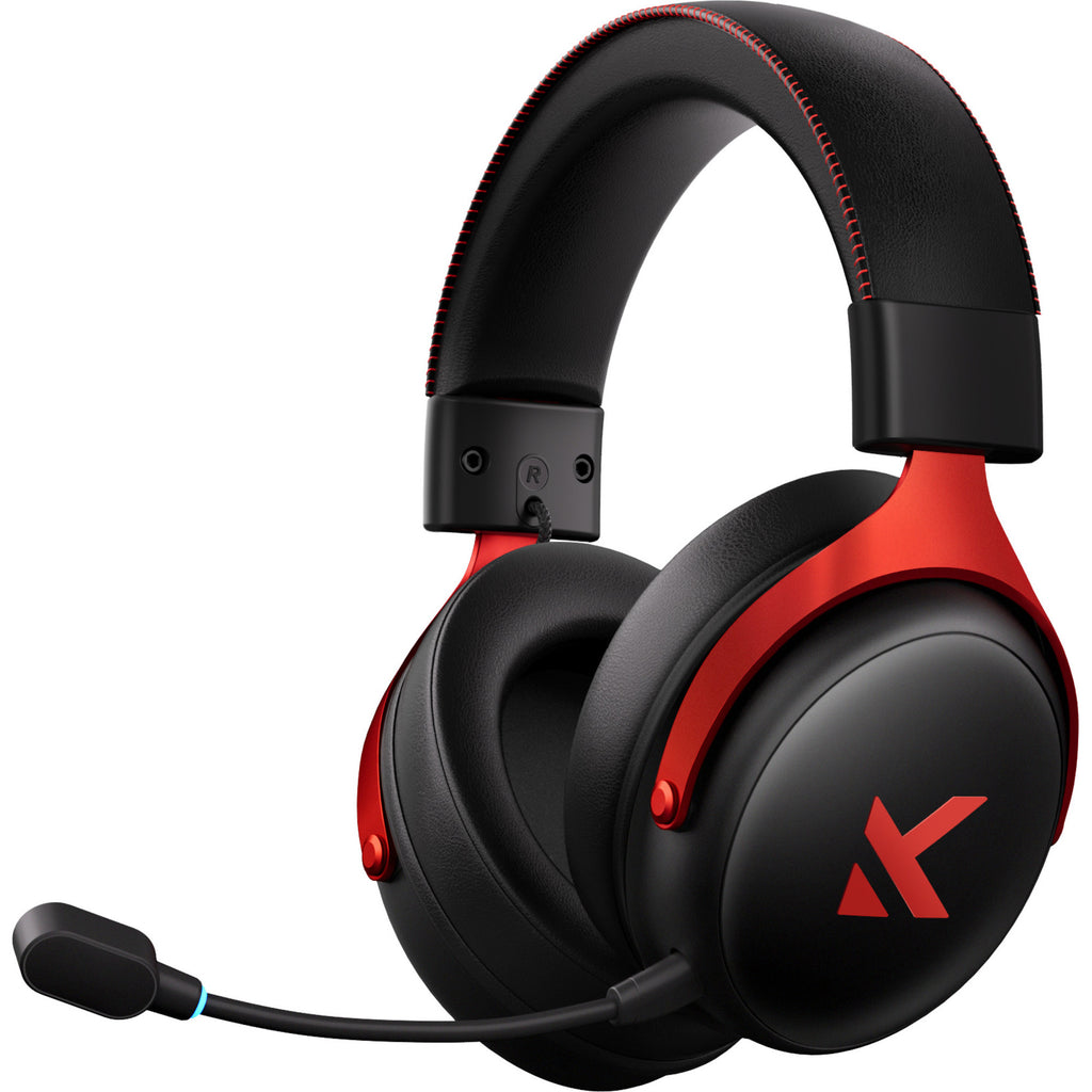 Mchose v9 pro wireless over-ear gaming headset (zwart rood, pc laptop playstation switch smartphone, 2.4g bluetooth wired type-c)