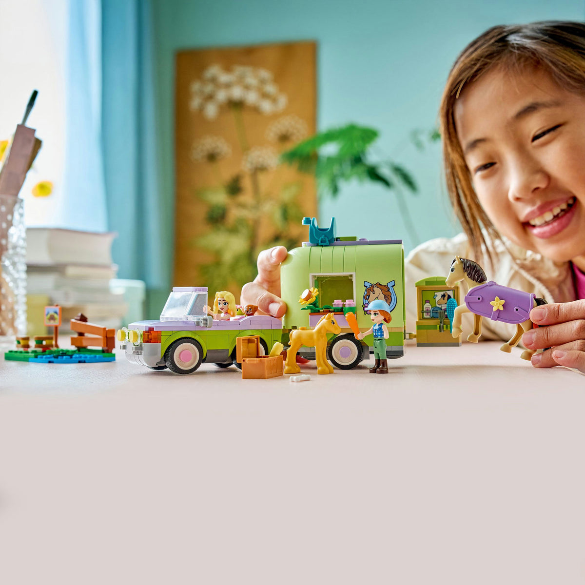 Lego friends 42695 trailer met paard en veulen