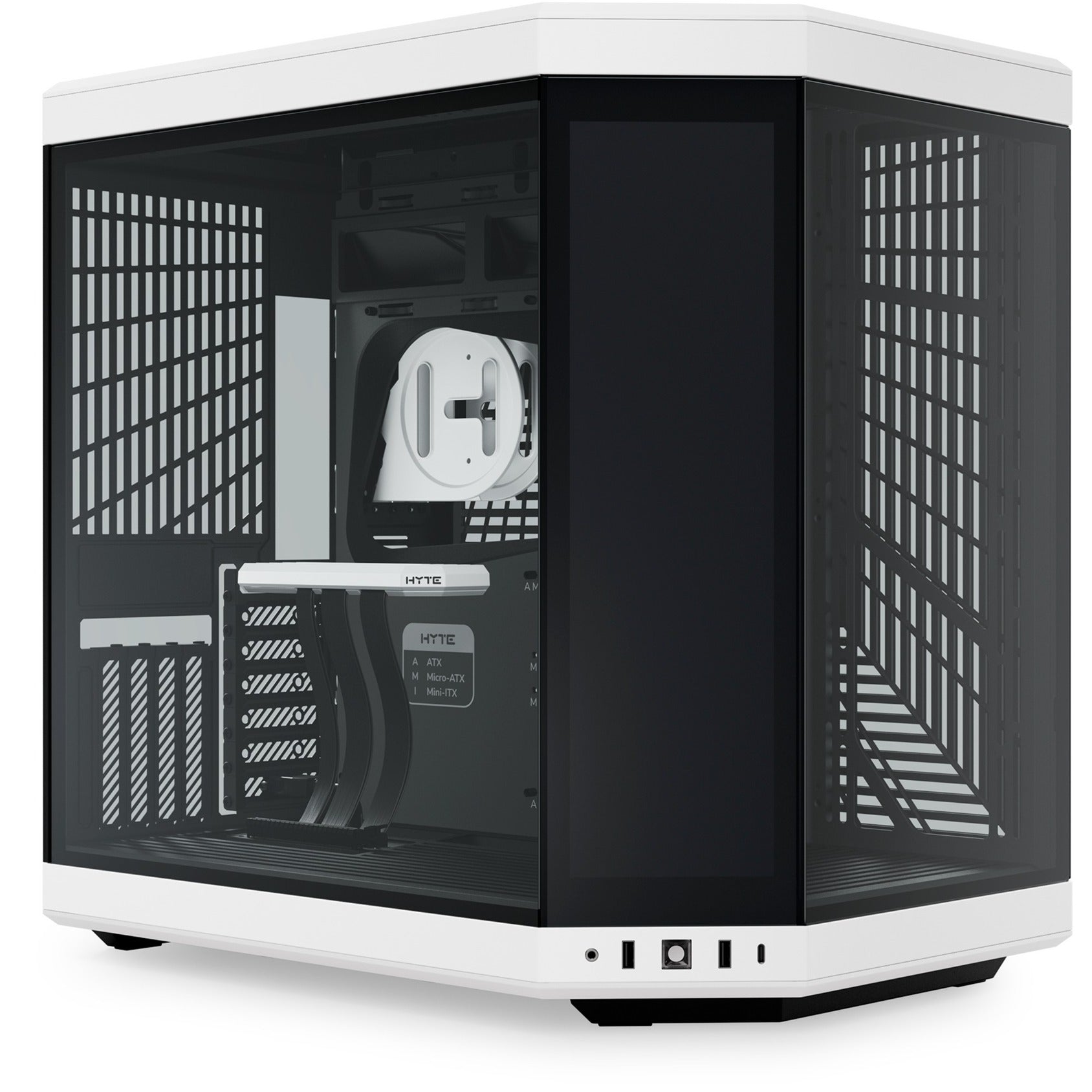 Hyte y70 touch infinite midi tower behuizing (wit zwart | 2x usb-a | 1x usb-c | tempered glass)