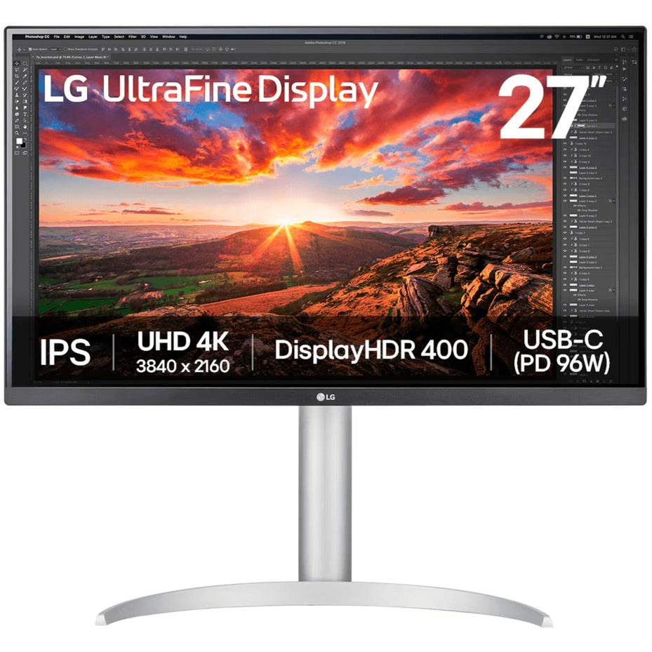 Lg ultrafine 27up850k-w 27 4k uhd monitor (zilver zwart, 2x hdmi, displayport, 2x usb-a, usb-c)