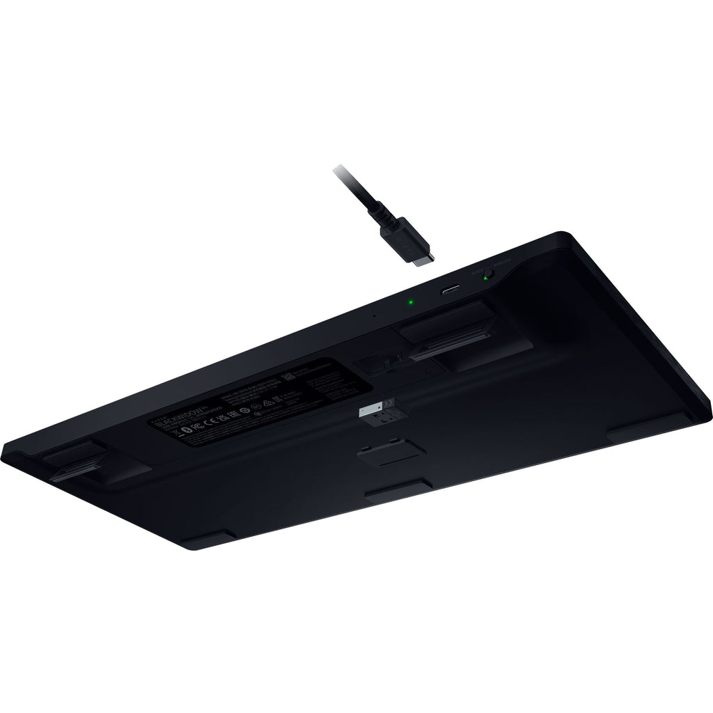 Razer blackwidow v4 low-profile rgb mechanisch gaming toetsenbord (zwart, us lay-out (qwerty), low-profile green , 80% (tkl))
