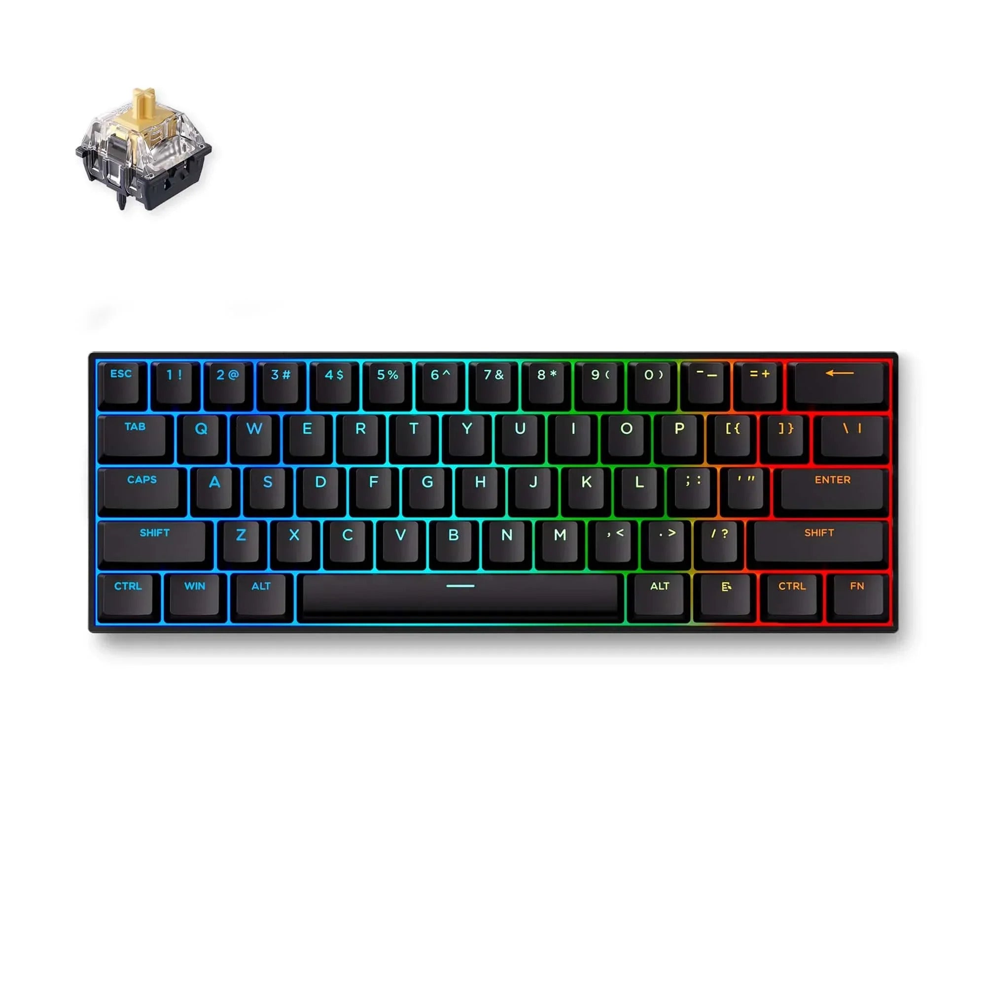 Mchose ace 60 pro hall effect magnetic switch gaming keyboard (zwart, us lay-out (qwerty), ktek magnetic max, 60%, rgb, hot swap, pbt keycaps, hall effect sensor)