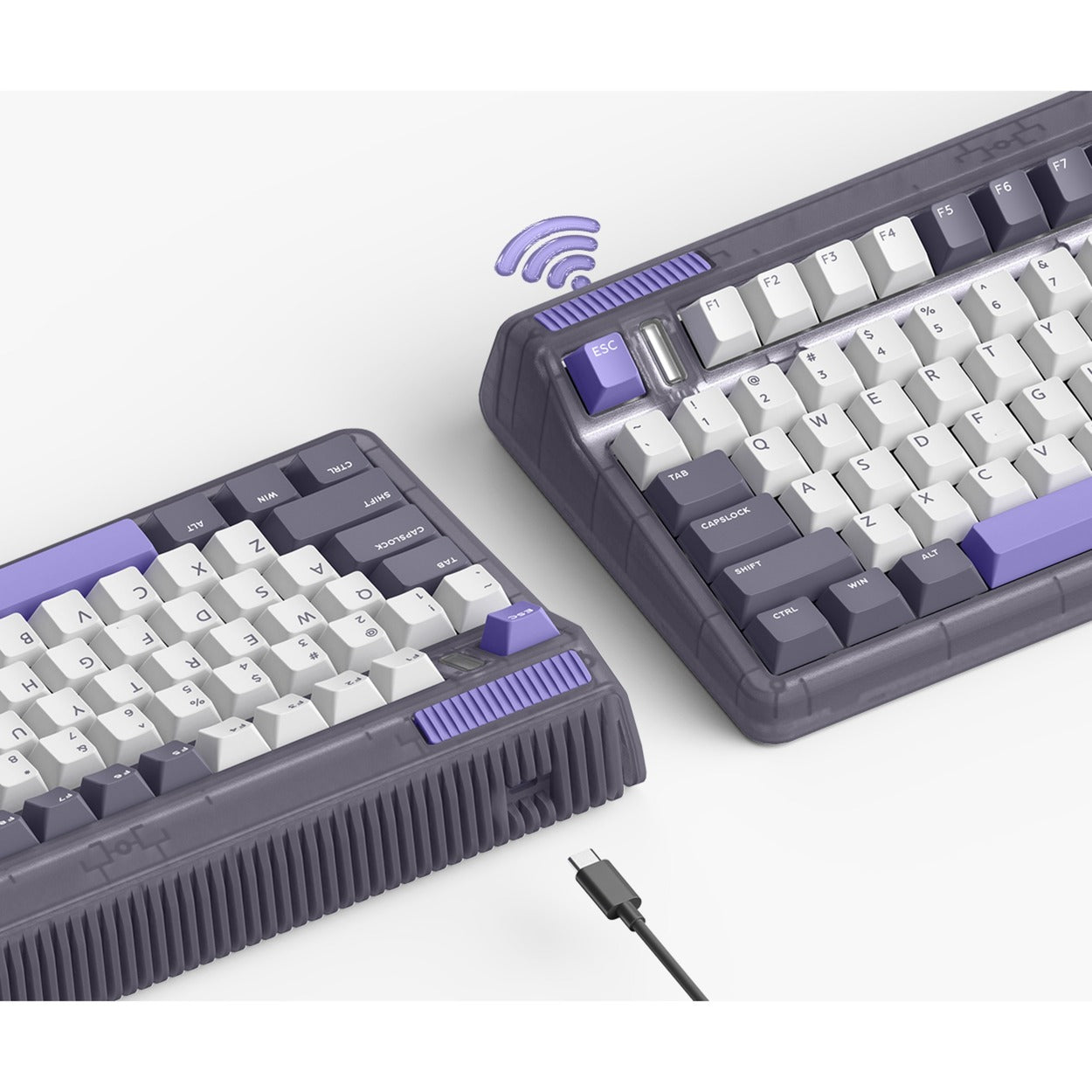 Iqunix og80 lavandin wireless mechanical keyboard (lavendel, us lay-out (qwerty), cherry mx red, 80% (tkl), hot-swappable, pbt, 2.4ghz | bluetooth 5.1 | usb-c)