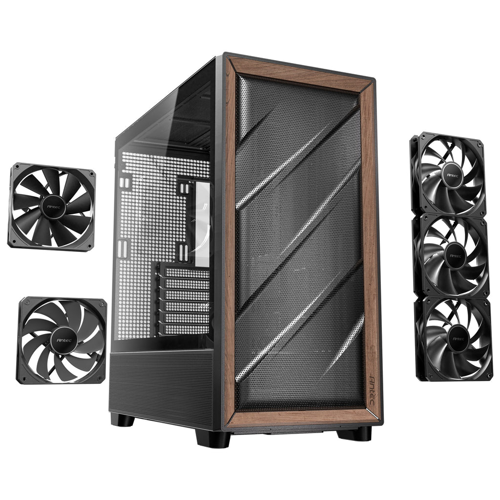 Antec flux midi tower behuizing (zwart | 2x usb-a | 1x usb-c | tempered glass)