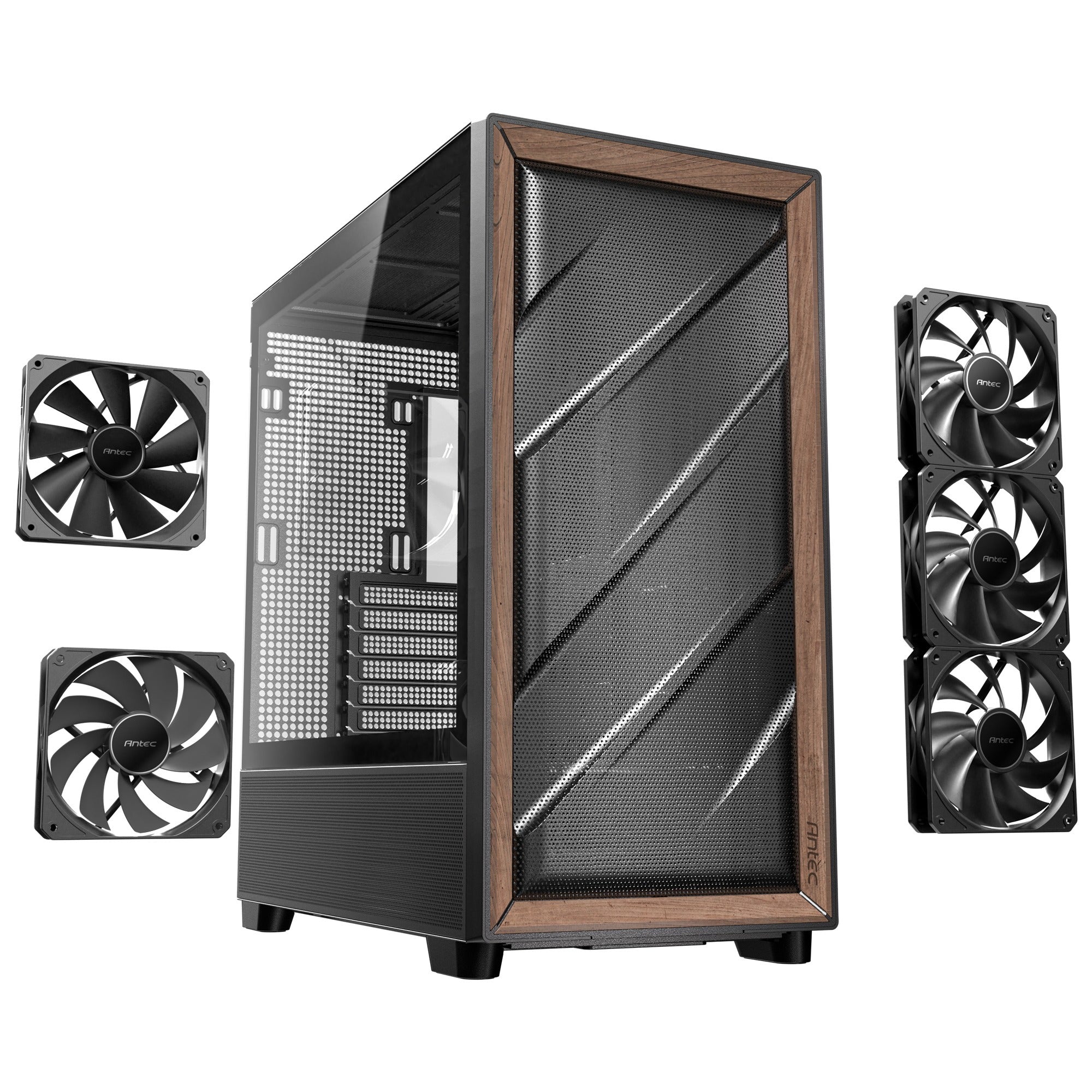 Antec flux midi tower behuizing (zwart | 2x usb-a | 1x usb-c | tempered glass)