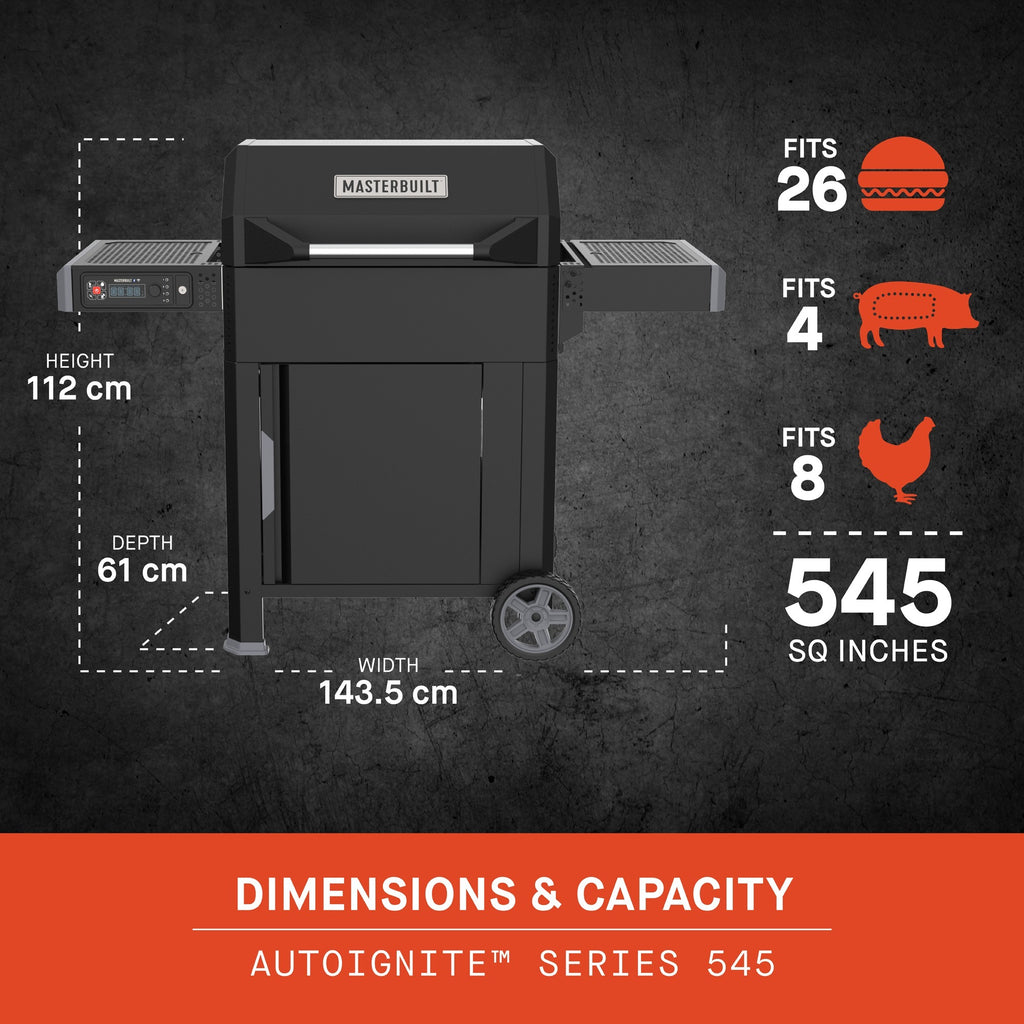 Masterbuilt autoignite series 545 digitale houtskoolbarbecue en -rookoven (zwart, wifi-besturing)