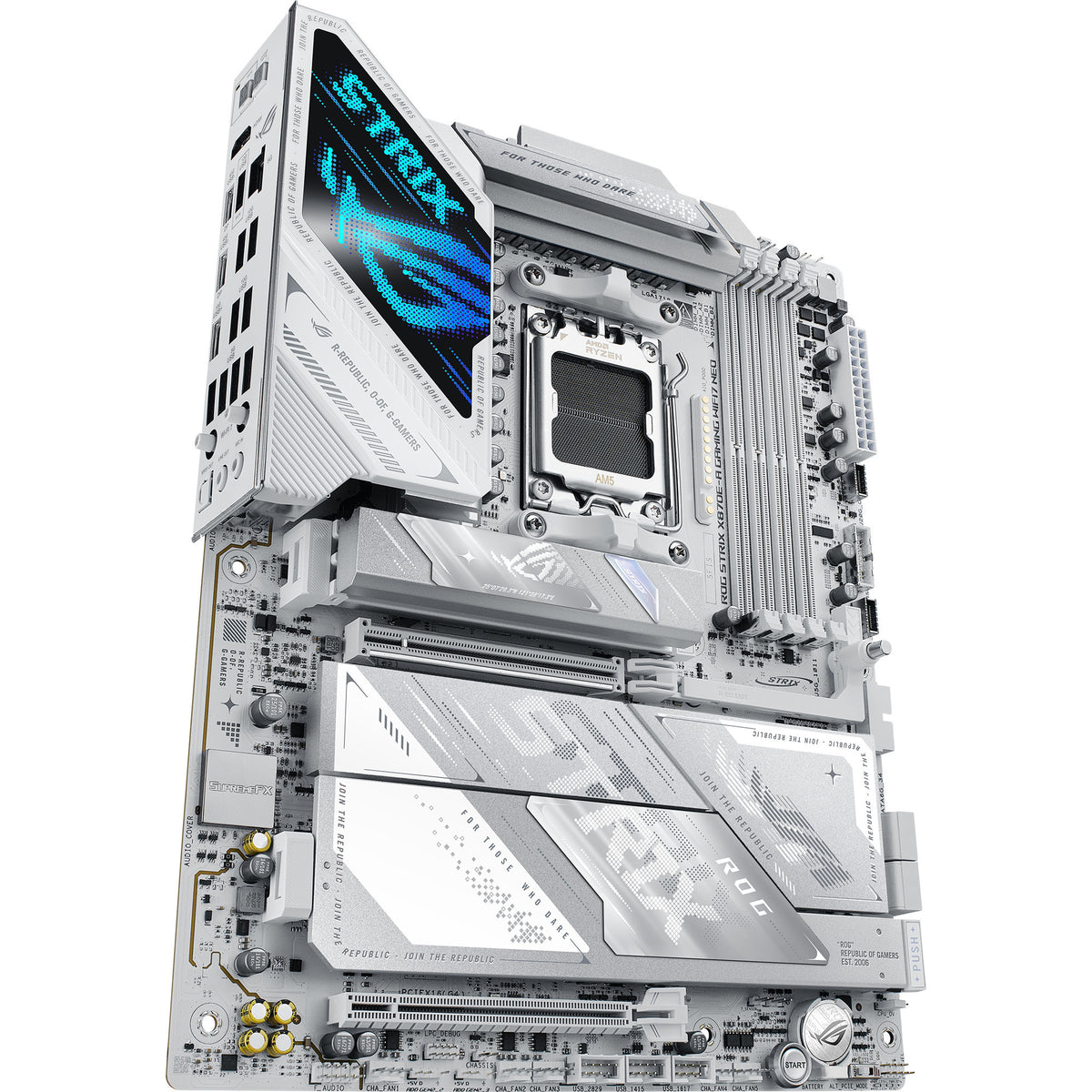 Asus rog strix x870e-a gaming wifi7 neo socket am5 moederbord (wit, raid, 5 gb-lan, wi-fi 7, bt 5.4, sound, atx)