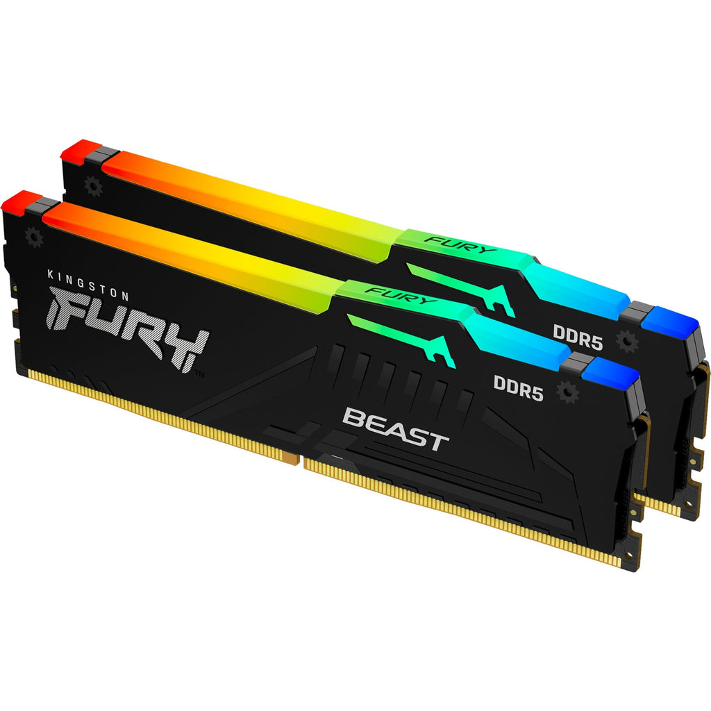 Kingston fury beast rgb 32 gb ddr5-5600 (2x 16 gb) werkgeheugen (zwart, kf556c36bbeak2-32, xmp 3.0, expo)