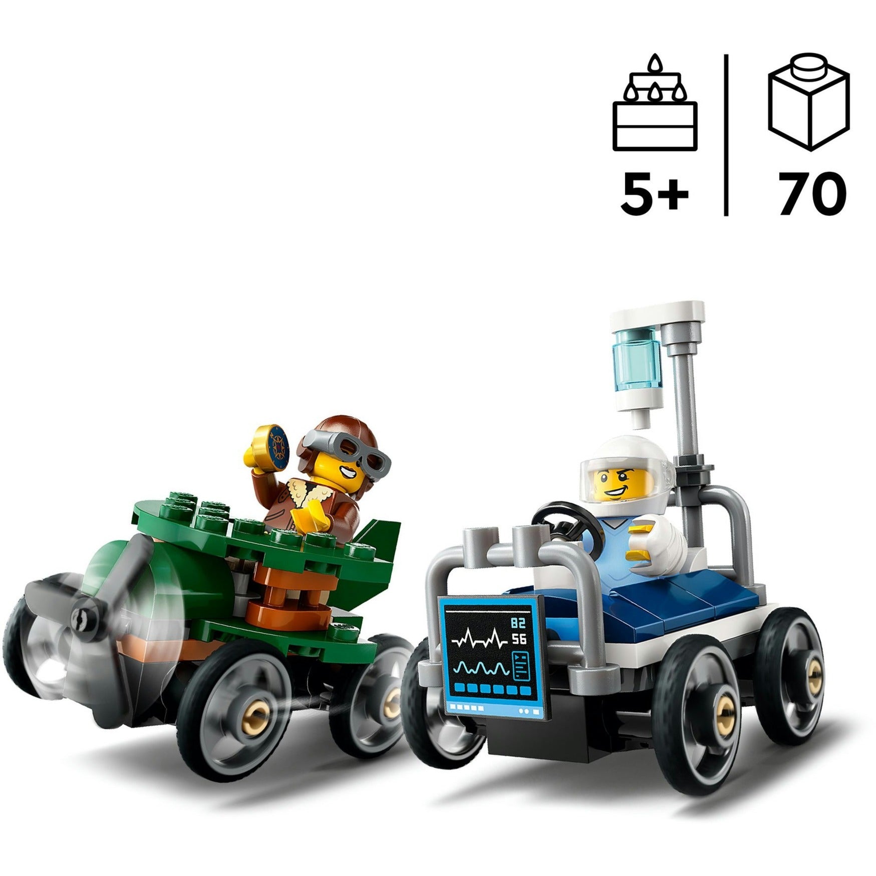 Lego city - raceautopakket: vliegtuig vs. ziekenhuisbed constructiespeelgoed (60459 | zeepkistenraceset)