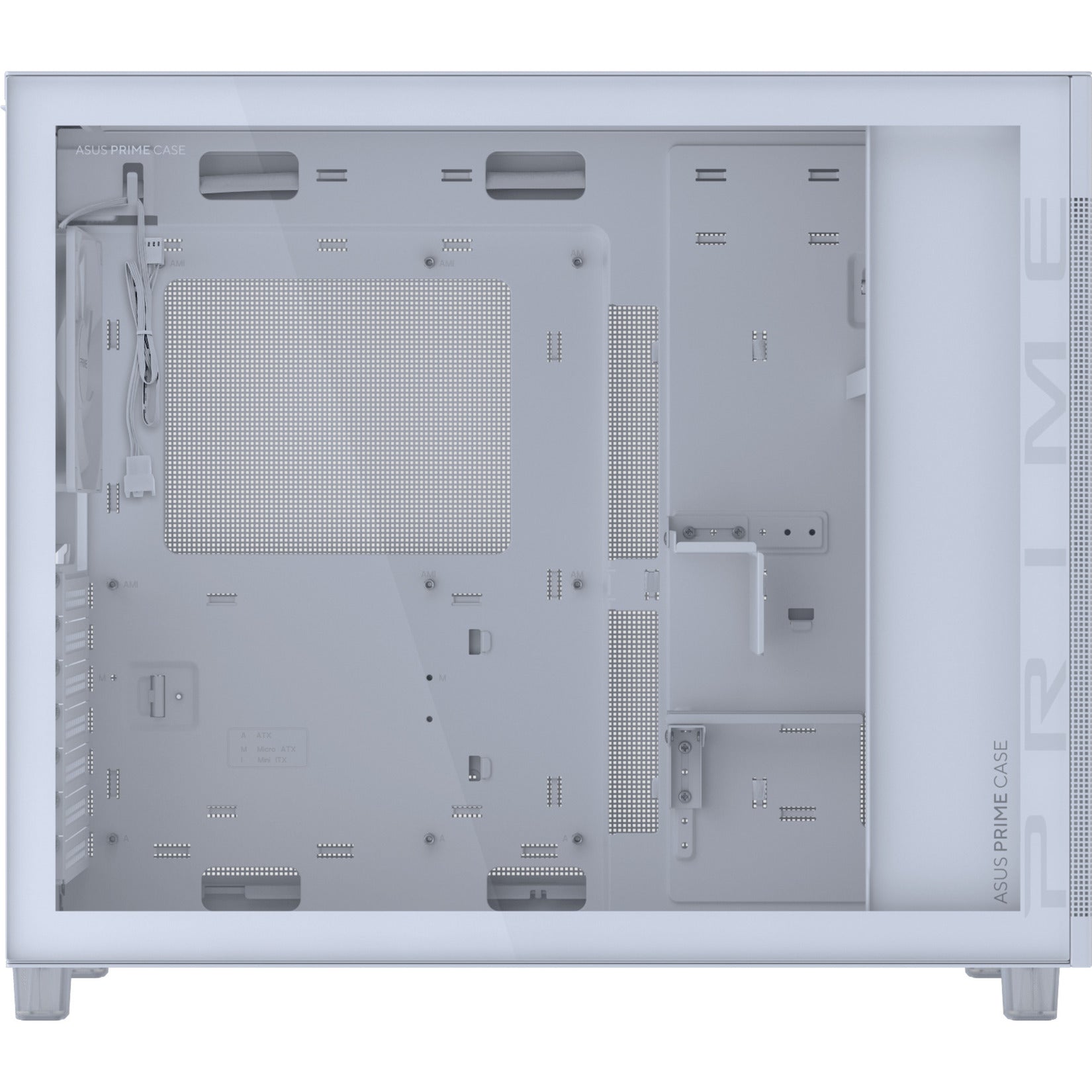 Asus prime ap303 - tempered glass panel midi tower behuizing (wit | 2x usb-a | 1x usb-c | tempered glass)