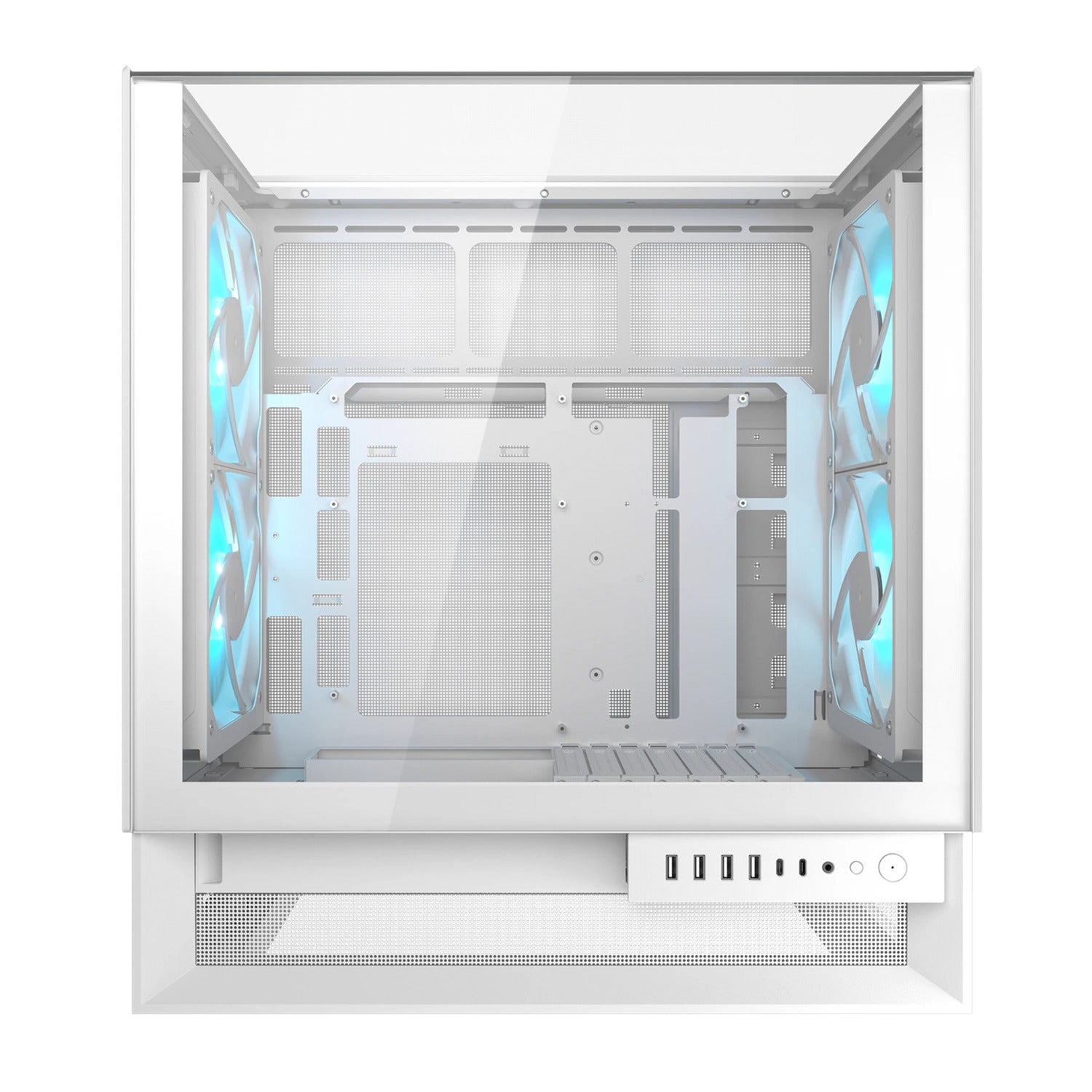 Cougar omnyx midi tower behuizing (wit | 4x usb-a | 2x usb-c | tempered glass)