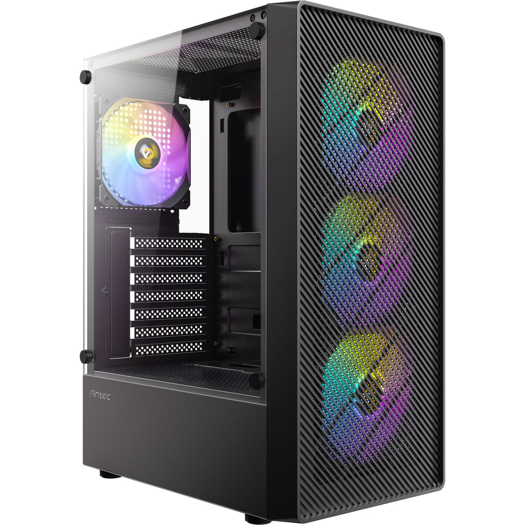 Antec ax26 rgb elite midi tower behuizing (zwart | 3x usb-a | tempered glass)