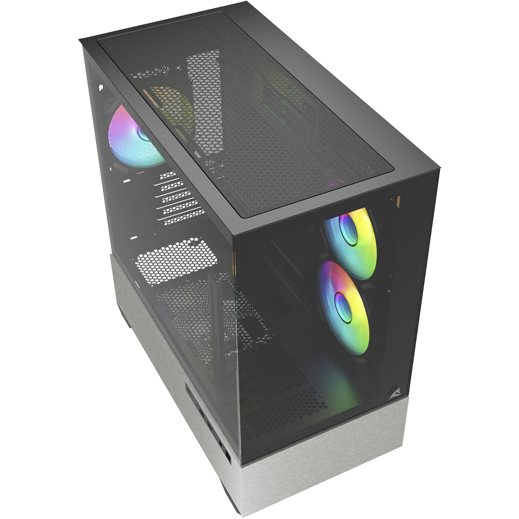Sharkoon mk7 argb mini tower behuizing (zwart | 2x usb-a | 1x usb-c | rgb | tempered glass)