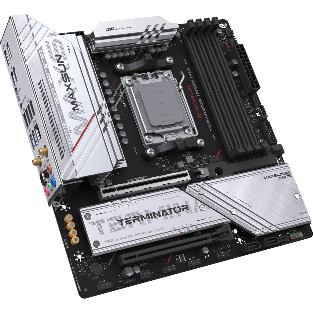 Maxsun ms-terminator b850m pro wifi socket am5 moederbord (zwart, raid, 2.5 gb-lan, wlan, bt, sound, µatx)