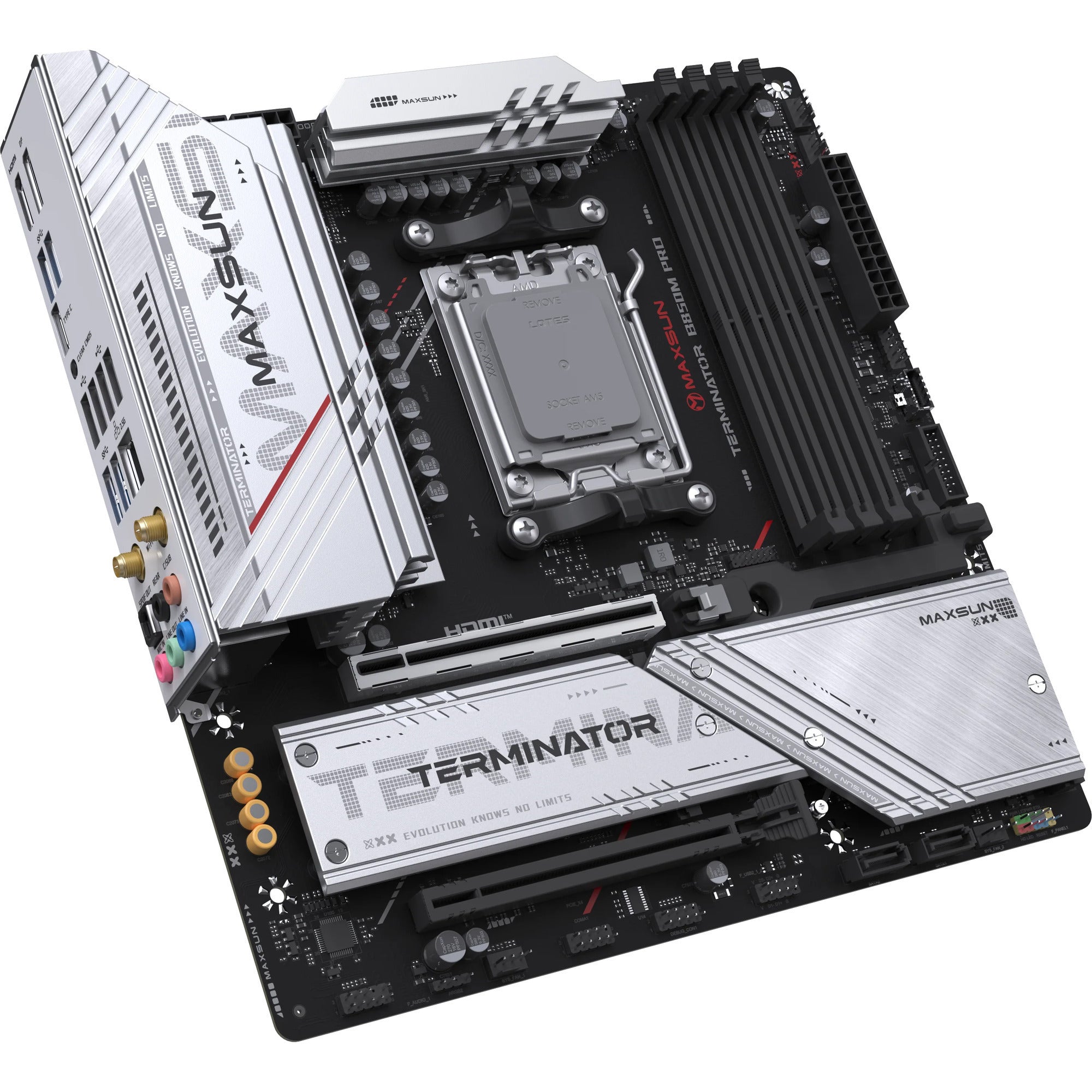 Maxsun ms-terminator b850m pro wifi socket am5 moederbord (zwart, raid, 2.5 gb-lan, wlan, bt, sound, µatx)
