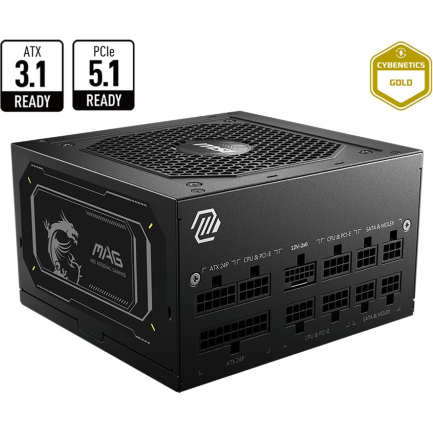 Msi mag a750gl pcie5 ii modulaire 750 watt voeding (zwart, 1x 12v-2x6, 3x pcie)