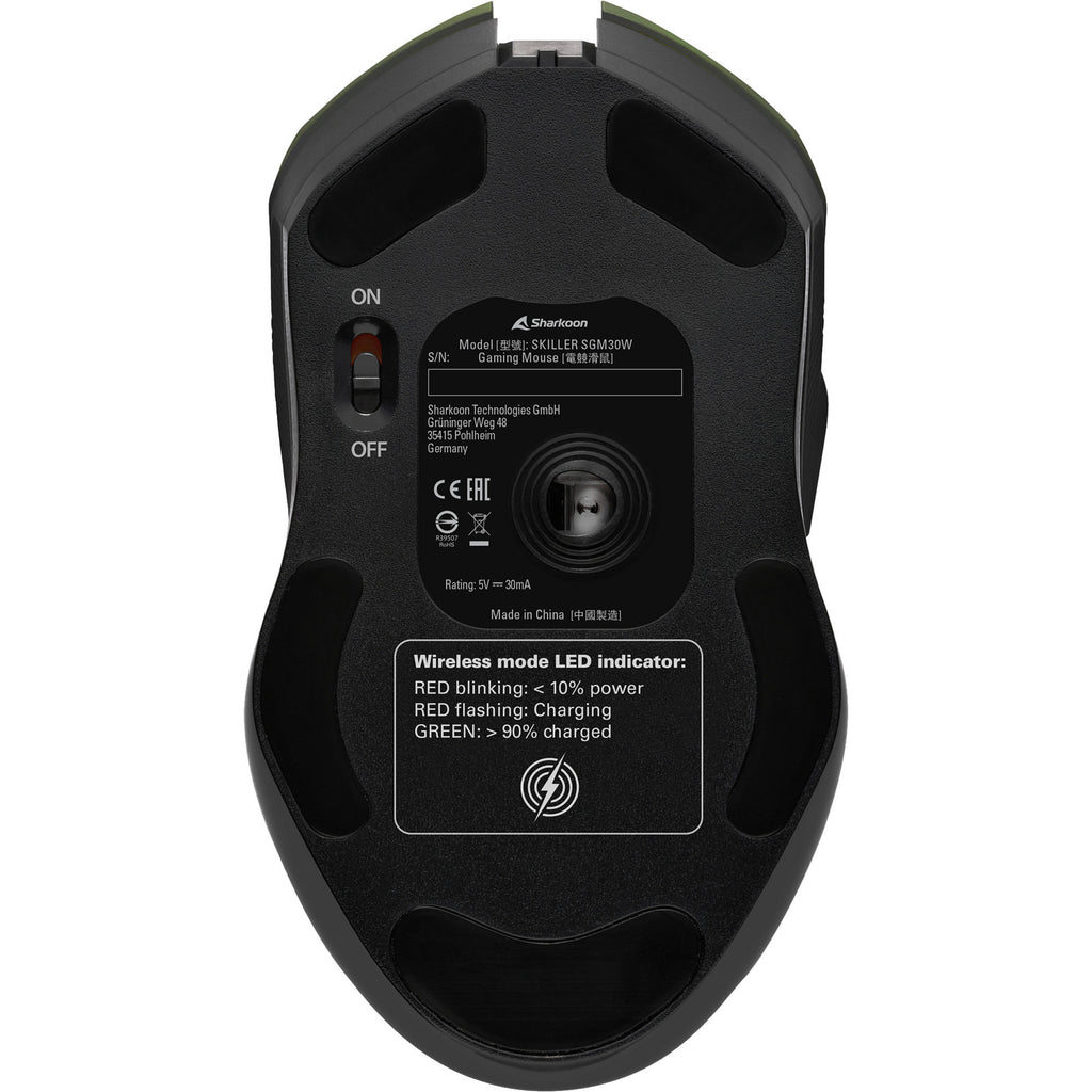 Sharkoon skiller sgm30w gaming muis (zwart, 600 - 6000 dpi, rgb, 2.4 ghz usb)